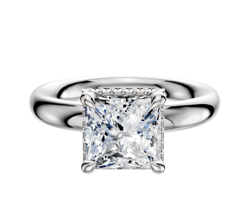 14K White Gold 4 Prong Collar Classic Dome 3.0mm Engagement Ring