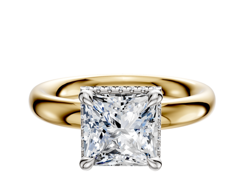 18K Two Tone 4 Prong Collar Classic Dome 3.0mm Engagement Ring