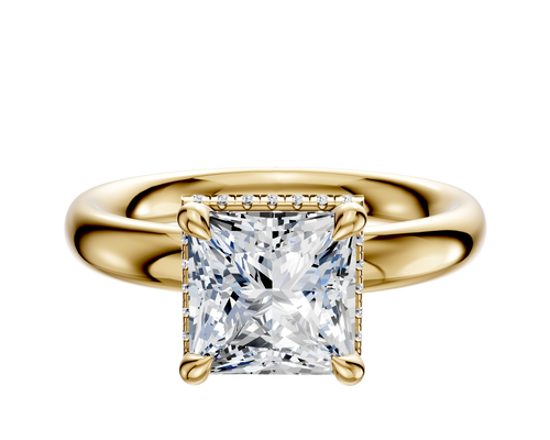 14K Yellow Gold 4 Prong Collar Classic Dome 3.0mm Engagement Ring