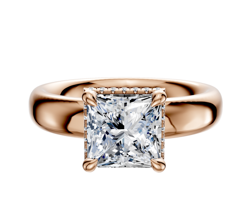 18K Rose Gold 4 Prong Collar Classic Dome 4.0mm Engagement Ring
