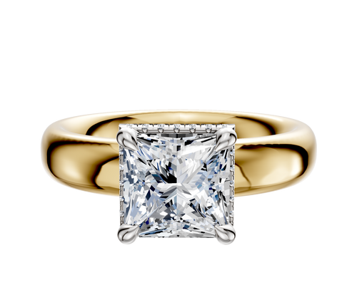 14K Two Tone 4 Prong Collar Classic Dome 4.0mm Engagement Ring