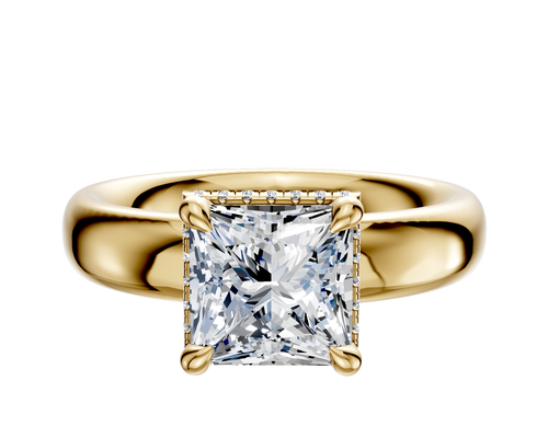 14K Yellow Gold 4 Prong Collar Classic Dome 4.0mm Engagement Ring