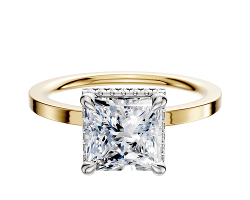 14K Two Tone 4 Prong Collar Classic Flat 1.5mm Engagement Ring
