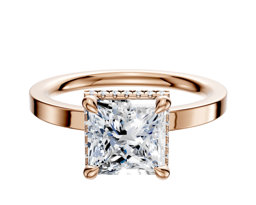 18K Rose Gold 4 Prong Collar Classic Flat 2.0mm Engagement Ring