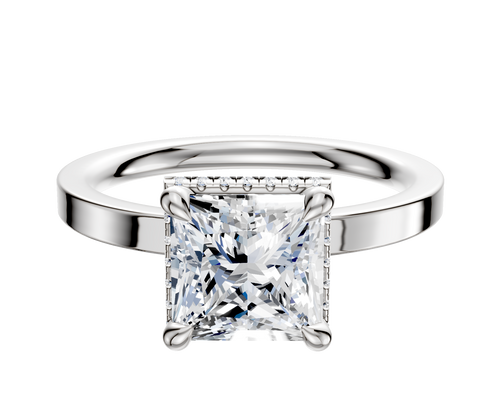 18K White Gold 4 Prong Collar Classic Flat 2.0mm Engagement Ring