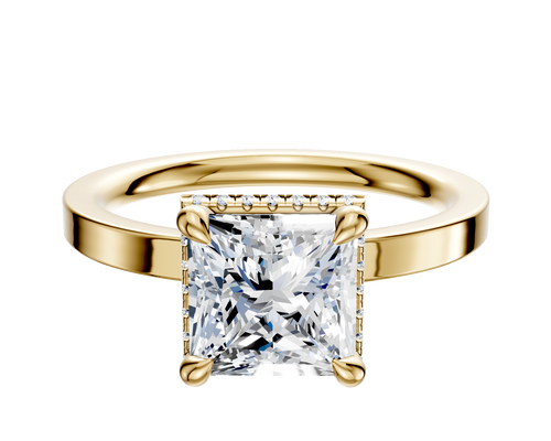 18K Yellow Gold 4 Prong Collar Classic Flat 2.0mm Engagement Ring