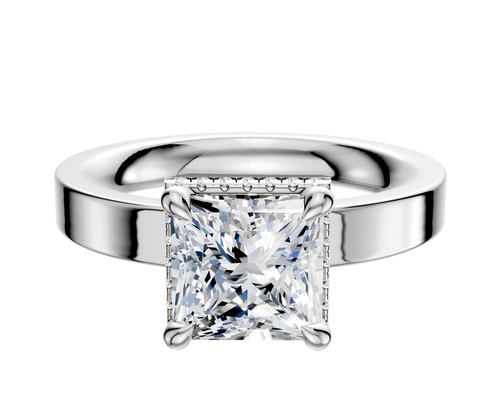 14K White Gold 4 Prong Collar Classic Flat 3.0mm Engagement Ring