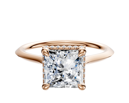18K Rose Gold 4 Prong Collar Cathedral Knife Edge 1.5mm Engagement Ring