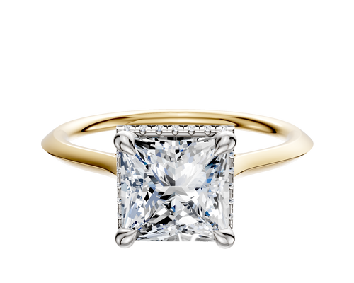 14K Two Tone 4 Prong Collar Cathedral Knife Edge 1.5mm Engagement Ring