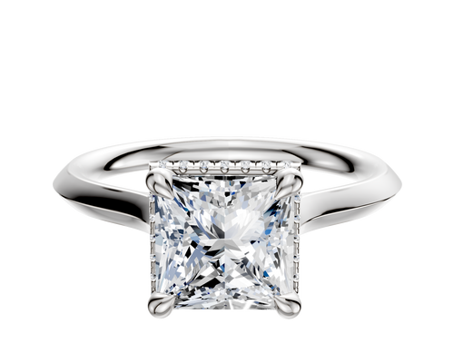 14K White Gold 4 Prong Collar Cathedral Knife Edge 2.0mm Engagement Ring