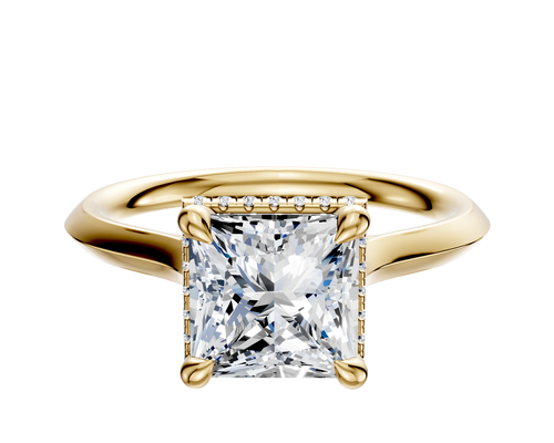 14K Yellow Gold 4 Prong Collar Cathedral Knife Edge 2.0mm Engagement Ring