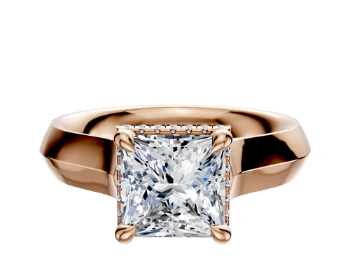 18K Rose Gold 4 Prong Collar Cathedral Knife Edge 4.0mm Engagement Ring