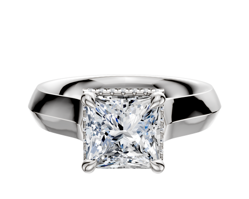 14K White Gold 4 Prong Collar Cathedral Knife Edge 4.0mm Engagement Ring