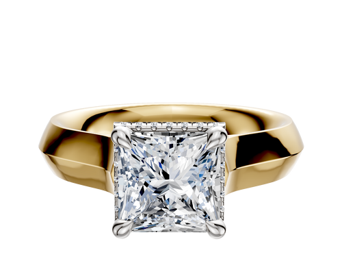 14K Two Tone 4 Prong Collar Cathedral Knife Edge 4.0mm Engagement Ring