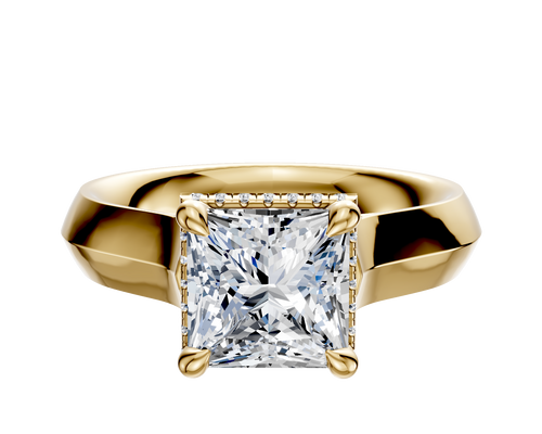 18K Yellow Gold 4 Prong Collar Cathedral Knife Edge 4.0mm Engagement Ring