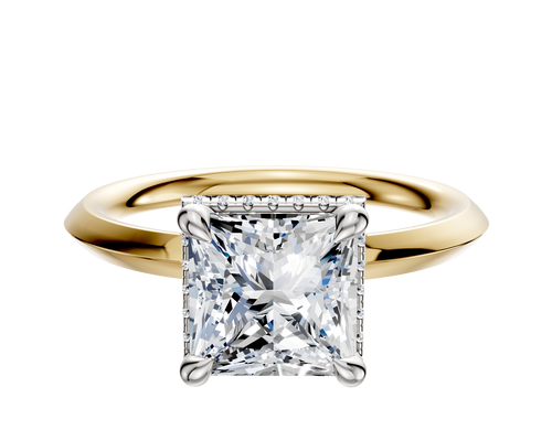 14K Two Tone 4 Prong Collar Classic Knife Edge 2.0mm Engagement Ring