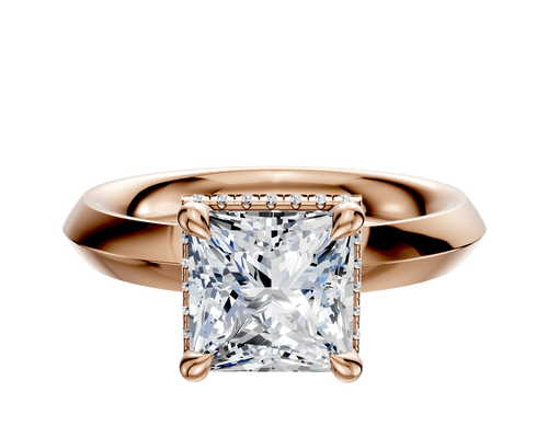 18K Rose Gold 4 Prong Collar Classic Knife Edge 3.0mm Engagement Ring