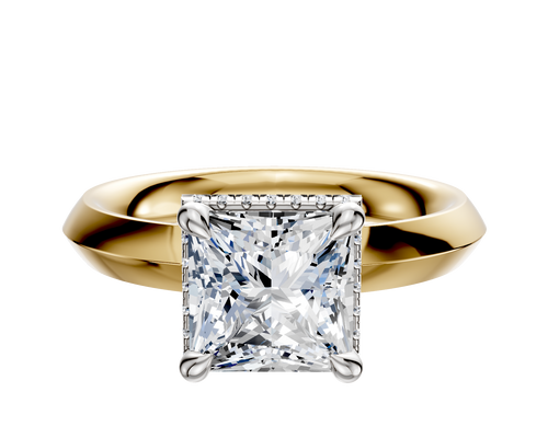 14K Two Tone 4 Prong Collar Classic Knife Edge 3.0mm Engagement Ring