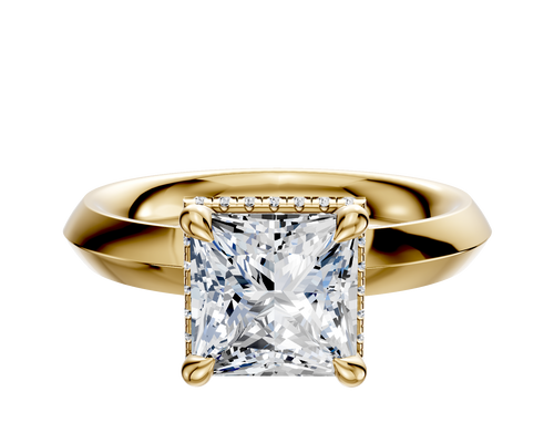 18K Yellow Gold 4 Prong Collar Classic Knife Edge 3.0mm Engagement Ring