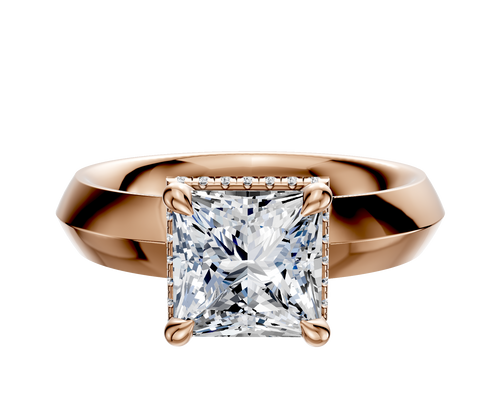 18K Rose Gold 4 Prong Collar Classic Knife Edge 4.0mm Engagement Ring