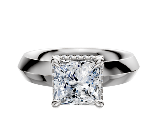 14K White Gold 4 Prong Collar Classic Knife Edge 4.0mm Engagement Ring