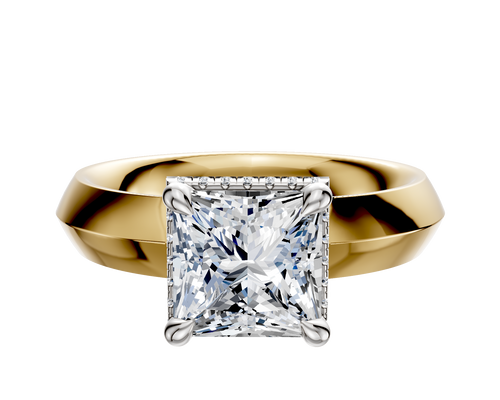 18K Two Tone 4 Prong Collar Classic Knife Edge 4.0mm Engagement Ring