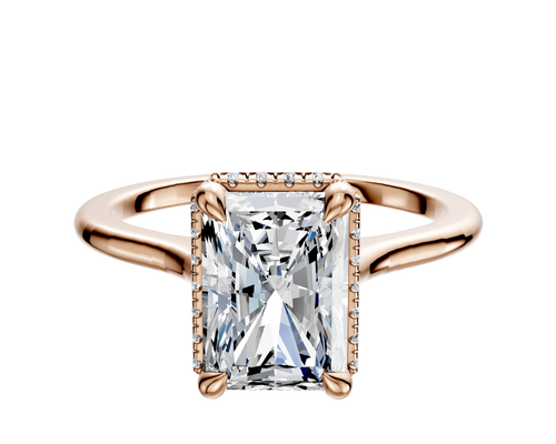 18K Rose Gold 4 Prong Collar Cathedral Dome 1.5mm Engagement Ring