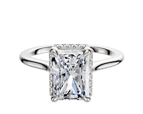 14K White Gold 4 Prong Collar Cathedral Dome 1.5mm Engagement Ring