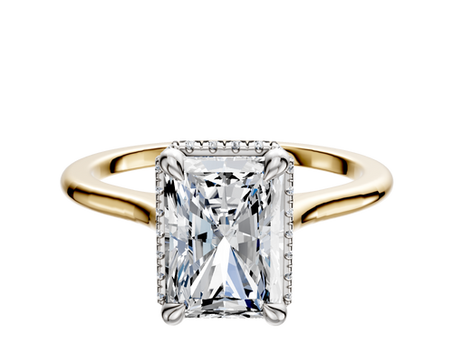 14K Two Tone 4 Prong Collar Cathedral Dome 1.5mm Engagement Ring