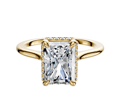 14K Yellow Gold 4 Prong Collar Cathedral Dome 1.5mm Engagement Ring