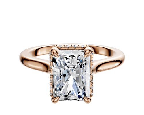 18K Rose Gold 4 Prong Collar Cathedral Dome 2.0mm Engagement Ring