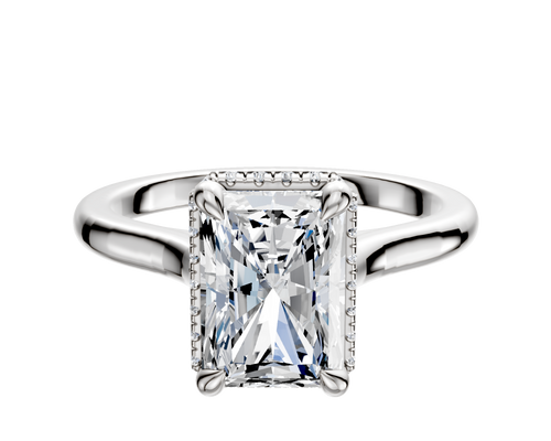 18K White Gold 4 Prong Collar Cathedral Dome 2.0mm Engagement Ring