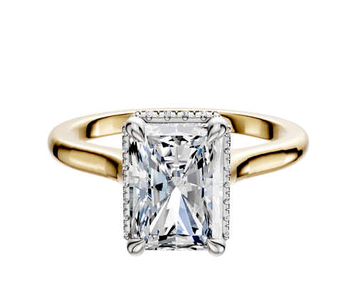 14K Two Tone 4 Prong Collar Cathedral Dome 2.0mm Engagement Ring