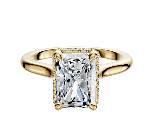 14K Yellow Gold 4 Prong Collar Cathedral Dome 2.0mm Engagement Ring