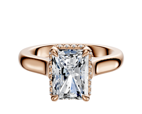 18K Rose Gold 4 Prong Collar Cathedral Dome 3.0mm Engagement Ring