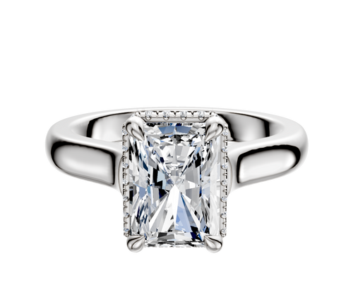 Platinum 4 Prong Collar Cathedral Dome 3.0mm Engagement Ring