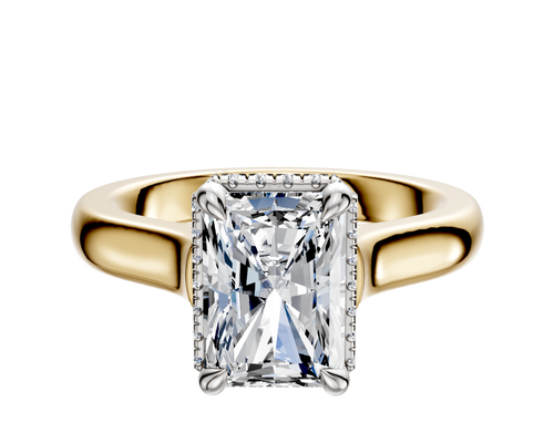 14K Two Tone 4 Prong Collar Cathedral Dome 3.0mm Engagement Ring