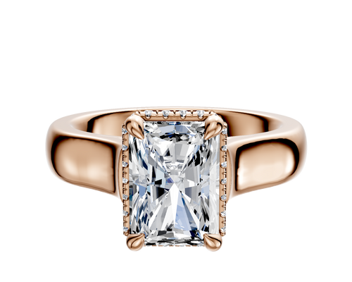 18K Rose Gold 4 Prong Collar Cathedral Dome 4.0mm Engagement Ring