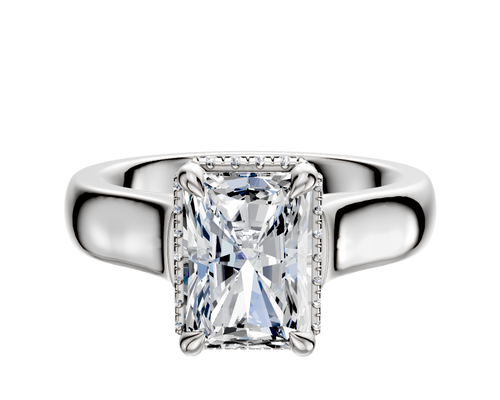 18K White Gold 4 Prong Collar Cathedral Dome 4.0mm Engagement Ring