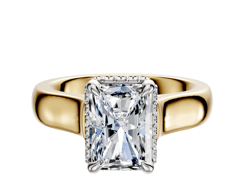 18K Two Tone 4 Prong Collar Cathedral Dome 4.0mm Engagement Ring