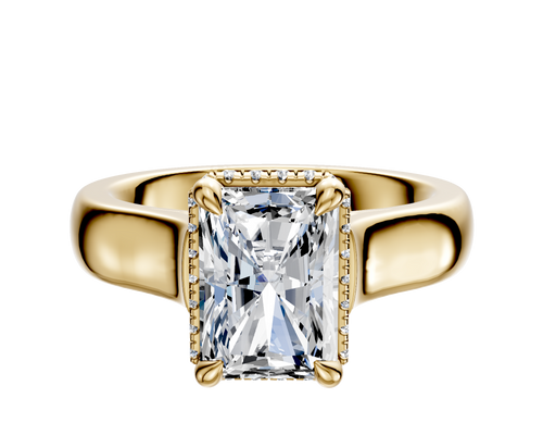14K Yellow Gold 4 Prong Collar Cathedral Dome 4.0mm Engagement Ring