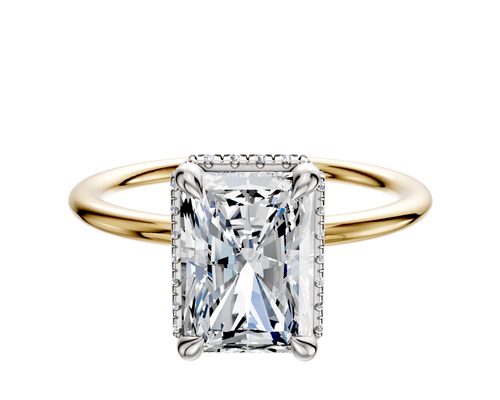 18K Two Tone 4 Prong Collar Classic Dome 1.5mm Engagement Ring