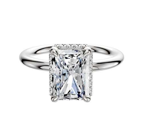 18K White Gold 4 Prong Collar Classic Dome 2.0mm Engagement Ring