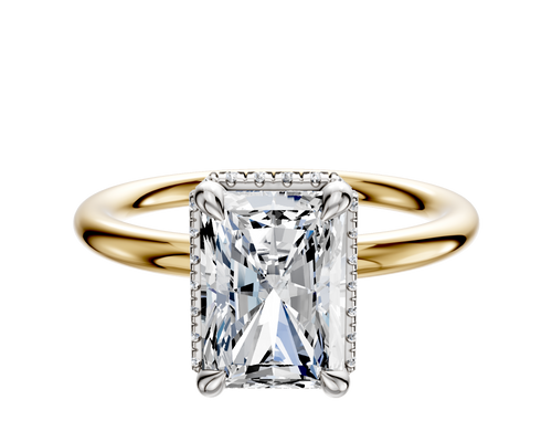 14K Two Tone 4 Prong Collar Classic Dome 2.0mm Engagement Ring