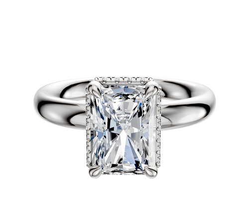 18K White Gold 4 Prong Collar Classic Dome 3.0mm Engagement Ring