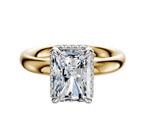 18K Two Tone 4 Prong Collar Classic Dome 3.0mm Engagement Ring