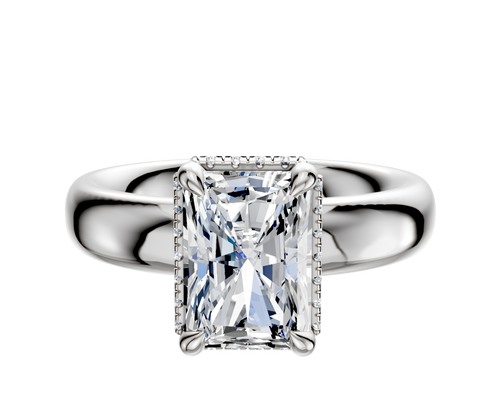18K White Gold 4 Prong Collar Classic Dome 4.0mm Engagement Ring