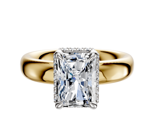 14K Two Tone 4 Prong Collar Classic Dome 4.0mm Engagement Ring
