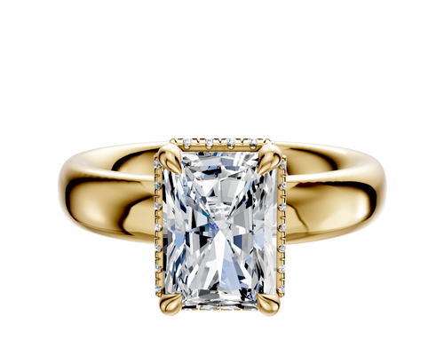14K Yellow Gold 4 Prong Collar Classic Dome 4.0mm Engagement Ring