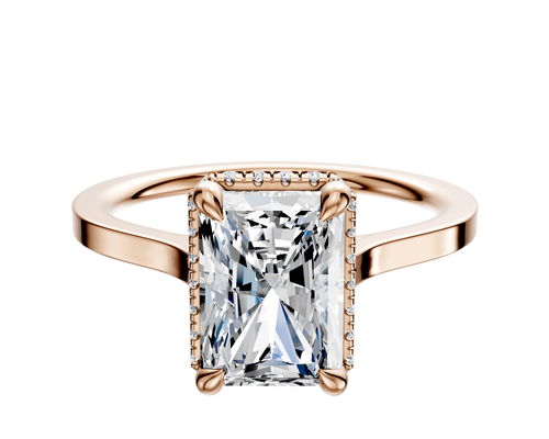 18K Rose Gold 4 Prong Collar Cathedral Flat 1.5mm Engagement Ring
